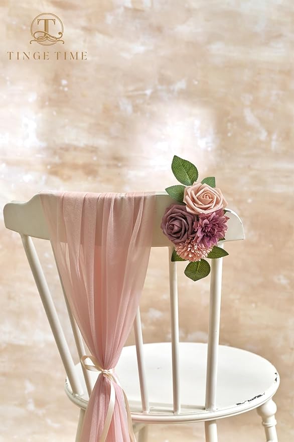 TINGE TIME Dusty Pink Flowers, Dusty Rose Fake Flower Leaf with Stems for DIY Wedding Bouquets Table Centerpieces Baby Shower Home Party Floral Arrangements Decorations