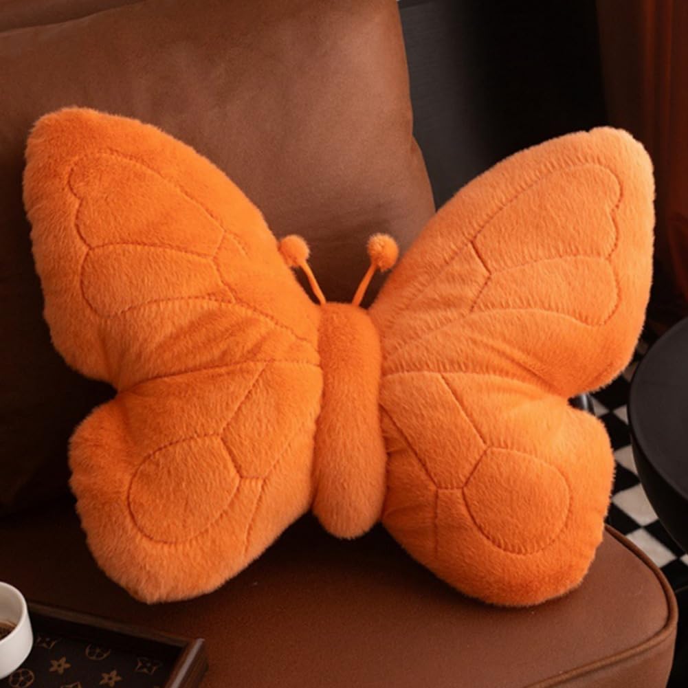 Kawaii Butterfly Shaped Throw Pillow 18in Soft Hugging Plush Pillow Butterfly Stuffed Animal Stuff Aesthetics Decor for Bedroom Living Room Sofa Couch