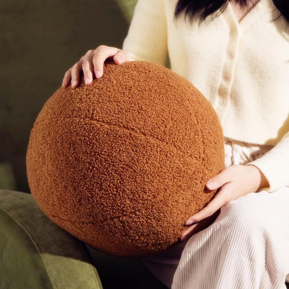 Cream White Ball Pillow 11.8 Inches Round Throw Pillow Simple Modern Ball Shaped Throw Pillow，Nordic Style Cushion Decorative Pillow for Couch,Sofa,Bedroom