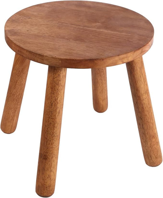 Round Solid Wooden Step Stool， Garden Stool，11.8''H,Plant Stool ，Wood Legs Detachable for Plant Stand, Kitchen, Bathroom，Bedroom，Livingroom (Walnut, 11.8inch)