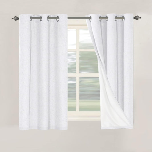 H.VERSAILTEX Primitive Linen Curtains 100% Blackout Curtain Drapes Burlap Curtains with White Thermal Insulated Liner, Grommet Top Drapes Living Room/Bedroom (2 Panels, 42 x 54 Inch, Pure White)
