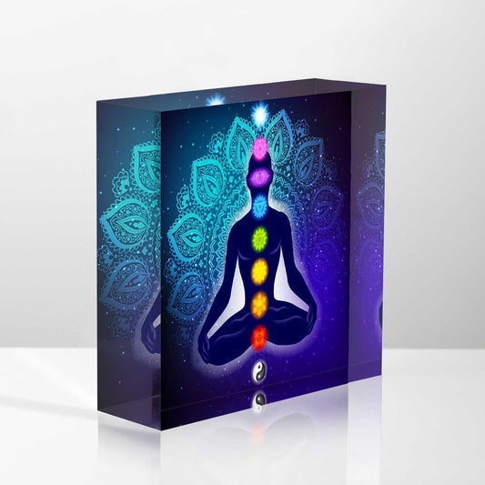 Desk Ornaments for Office Lotus, Meditation,Colorful Chakras Acrylic Counselor Presents for Women - Valentines Day Presents for Office Staff - Thank You Presents for Women Teacher
