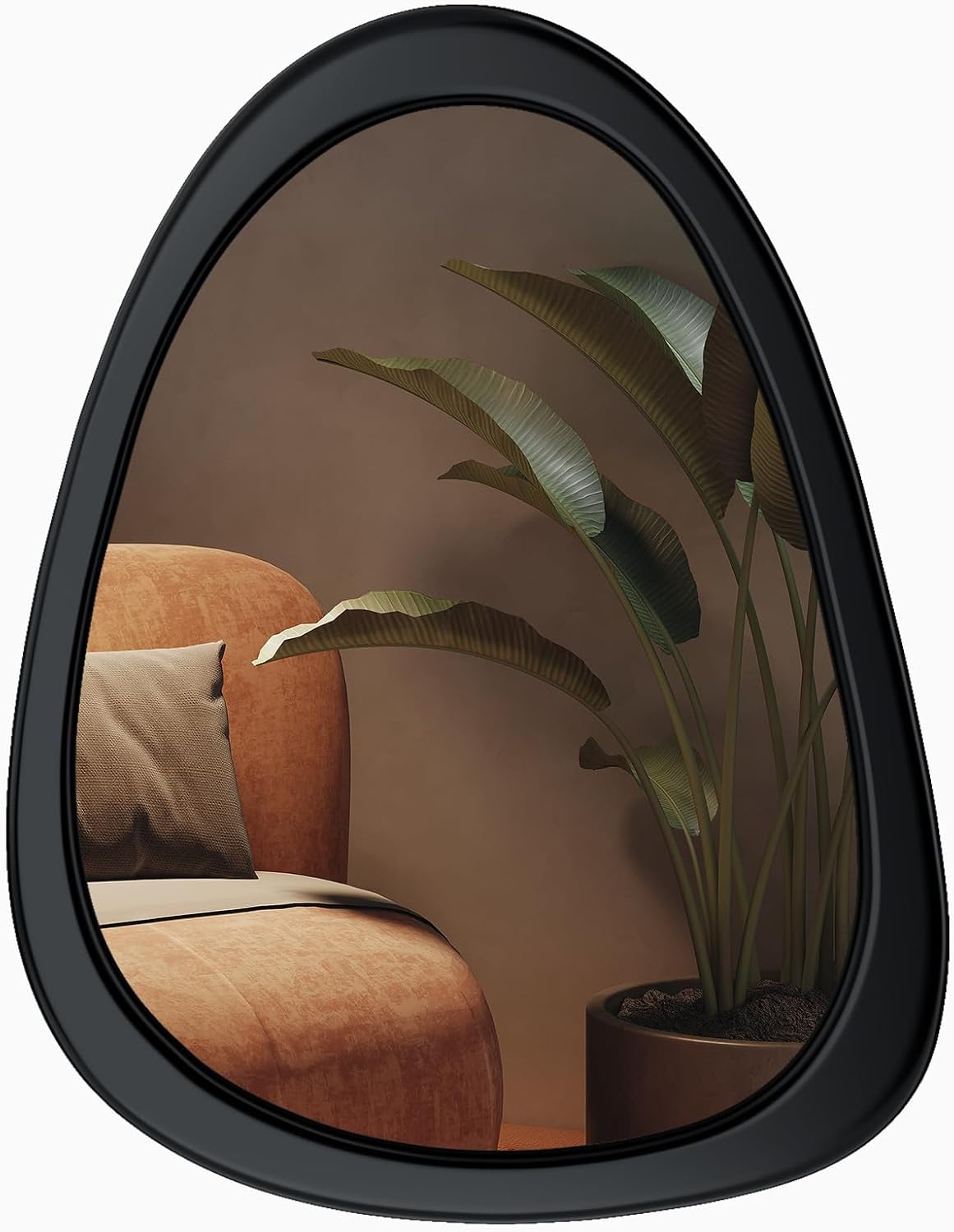 COOL2DAY Irregular Mirror,Asymmetrical Wood Wall Frame Mirror,Abstract Assymetrical Decorative Black Odd Shaped Mid Century Mirrors for Living Room Bedroom Entryway Bathroom Home Decor