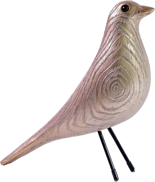 Mid Century Home Decor, House Bird, Adornment Office Home Decor, Desk Dove Ornament, Arts Pigeon Gifts, Replica Sculpture(Woodgrain, Gold)