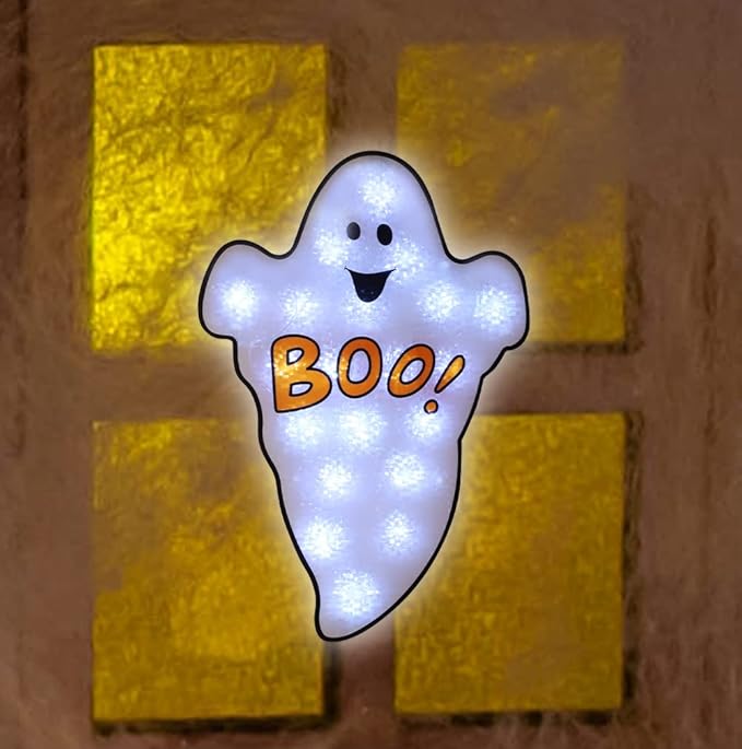 20LED Lighted Boo Ghost Halloween Window Silhouette Decoration,Halloween Decoration (Boo)
