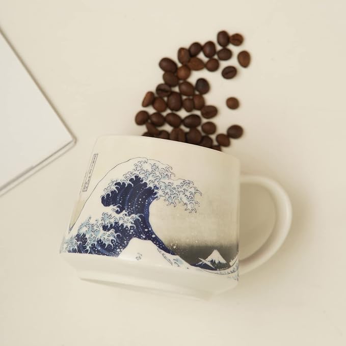 Topadorn Ceramic Mug Porcelain Coffee Cup,12 oz. The Great Wave
