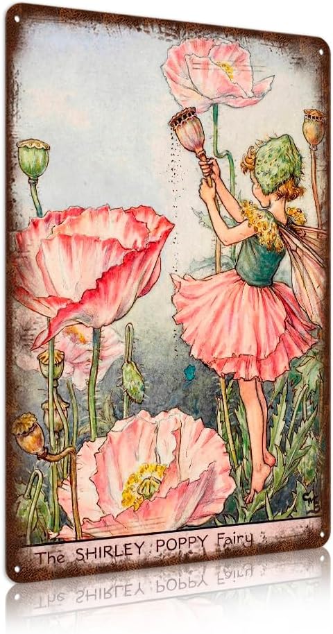 Flower Fairy Wall Decor Vintage Metal Tin Signs Fairy Garden Accessories - The Scilla