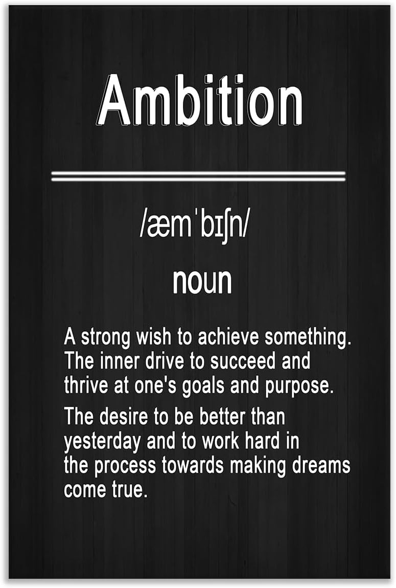 Inspirational Canvas Wall Art Ambition Motivational Entrepreneur Quotes Poster Print Positive Saying Words Picture Painting Artwork for Home Decoration Teens Room Bedroom Ready to Hang [12''W X 18''H]
