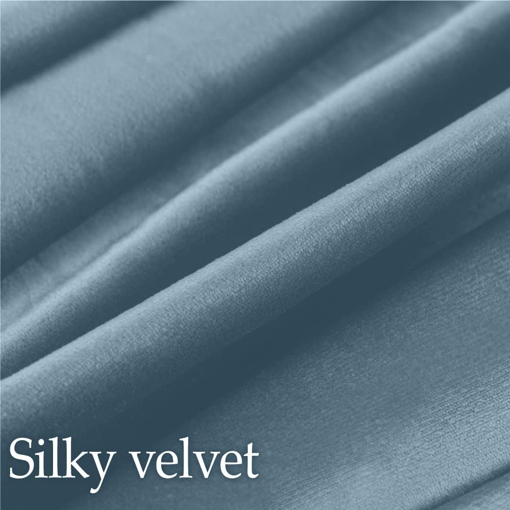 lalaLOOM Velvet Throw Pillow Covers, Set of 2, 18x18 Decorative Square Pillows Home Decor, Soft Accent Cases, Silky Machine Washable Pillowcases for Sofa, Couch, Bedroom, Living Room, Stone Blue