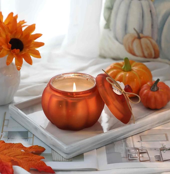 2025 Cinnamon Pumpkin Candle, Pumpkin Fall Candle, Thanksgiving Fall Table Centerpiece, Farmhouse Pumpkins Shaped Candles for Harvest Time Home Decor, 12oz