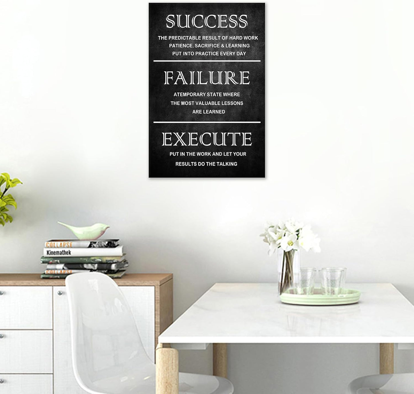 Inspirational Office Framed Wall Art Motivational Quotes Poster Inspiring Success Quotes Canvas Painting Print Artwork for Modern Living room Wall Decoration Ready to Hang [12''W x 18''H]