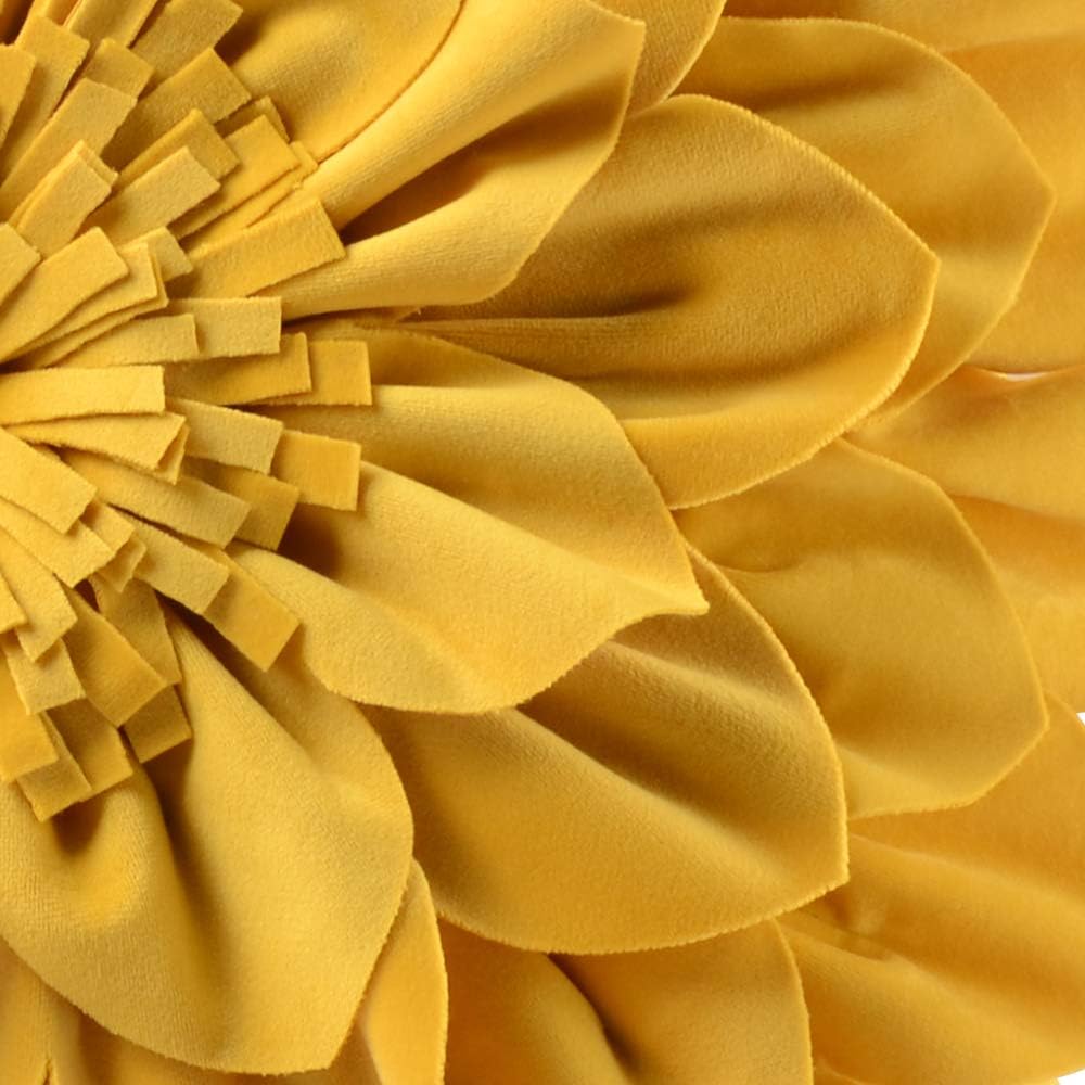 Decorative 3D Flower Throw Pillow Covers Soft Velvet Handmade Pillowcases Cushion Covers for Couch Bed Living Room Home Decor 18x18 Inch Yellow