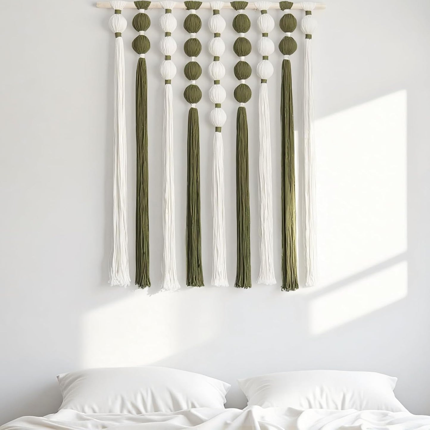 HYVAKUPPA Macrame Wall Hanging Large Boho Woven Tapestry Wall Decor Yarn Art Bohemian Handwoven Sphericity Cotton Textile Tapestry for Living Room Bedroom