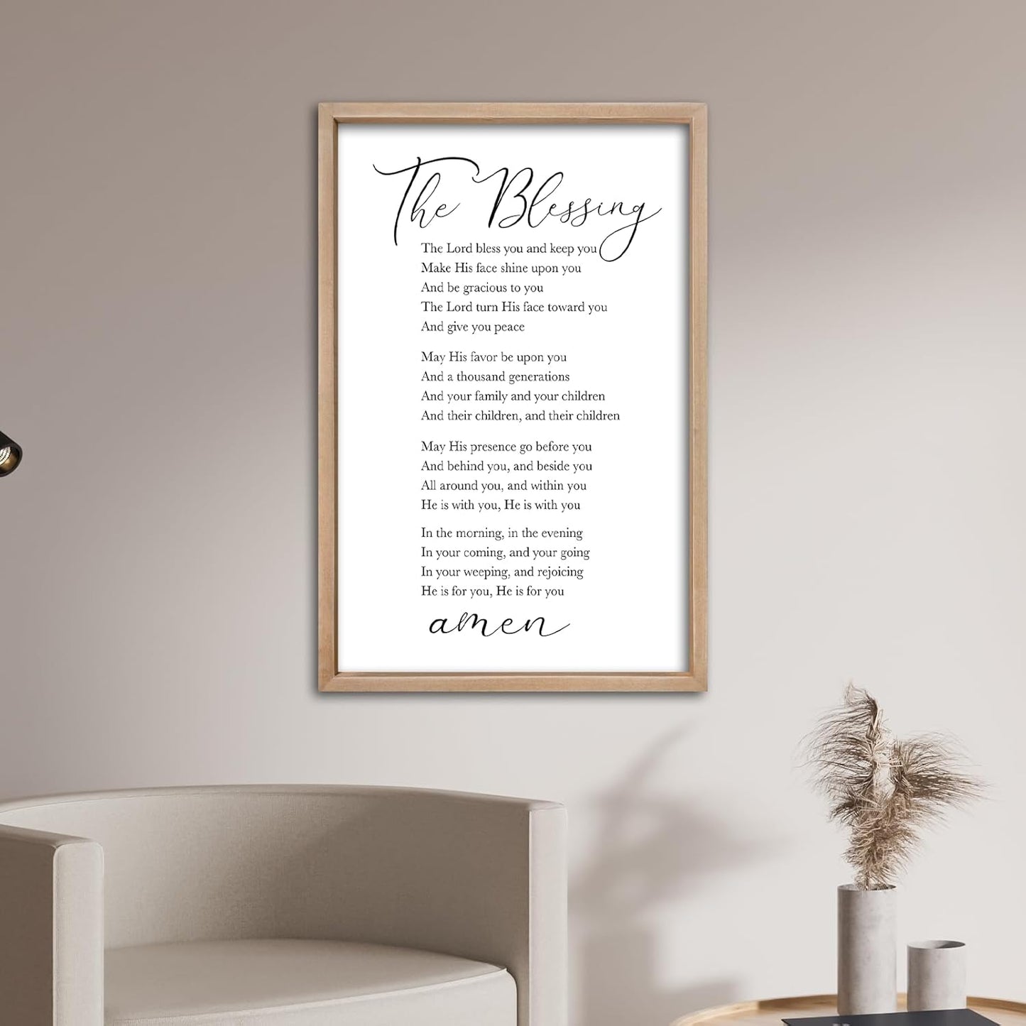comurdyo The Blessing Bible Verse Wall Art Christian Decor for Home 16"×24" May The Lord Bless You And Keep You Scripture Sign Religious Bible Quotes Wall Decoration Wood Framed Hanging (Wood)