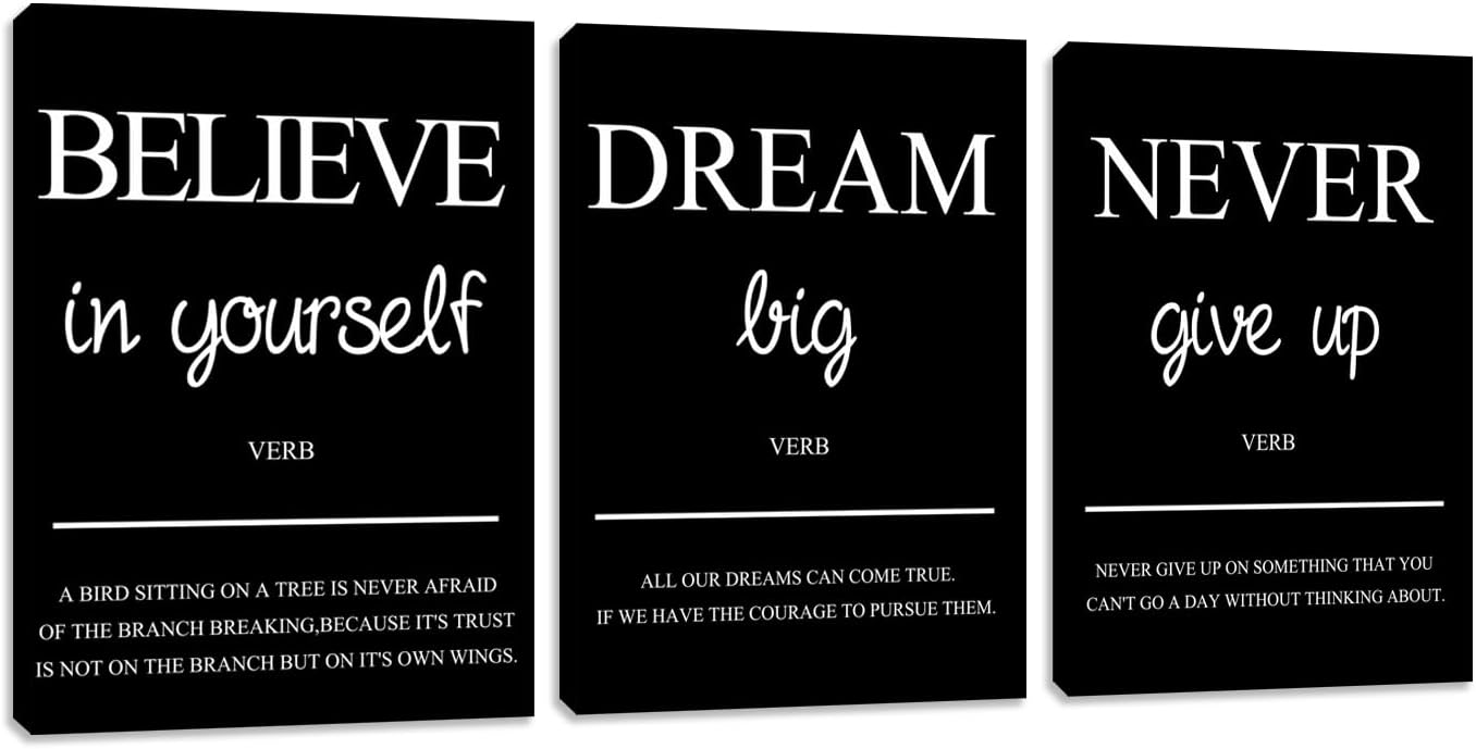 Inspirational Motivational Wall Art for Office Canvas Print Poster Wall Decor Black Painting Pictures Framed Artwork Decorations for Living Room Bedroom Gym Home Decor (60”Wx28”H)