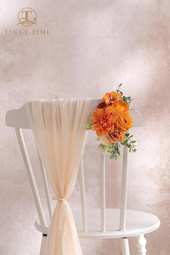 TINGE TIME Fake Flowers Artificial Flowers Peonies Bulbous Chrysanthemum Daisy Hydrangea Sunflower Violets Dahlia Daffodils Epiphyllum Orchid Cherry Blossom Camellia Leyaron (Burnt Orange)