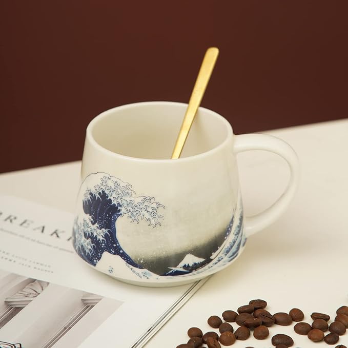 Topadorn Ceramic Mug Porcelain Coffee Cup,12 oz. The Great Wave