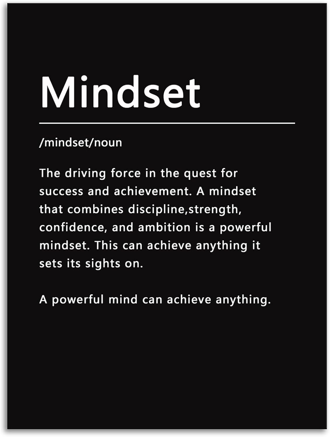 Mindset Noun Motivational Wall Art Painting Prints on Canvas Inspirational Entrepreneur Quotes Posters Pictures Wooden Office Decor Artwork Living Room Home Framed Ready to Hang[30″W X 40′'H]
