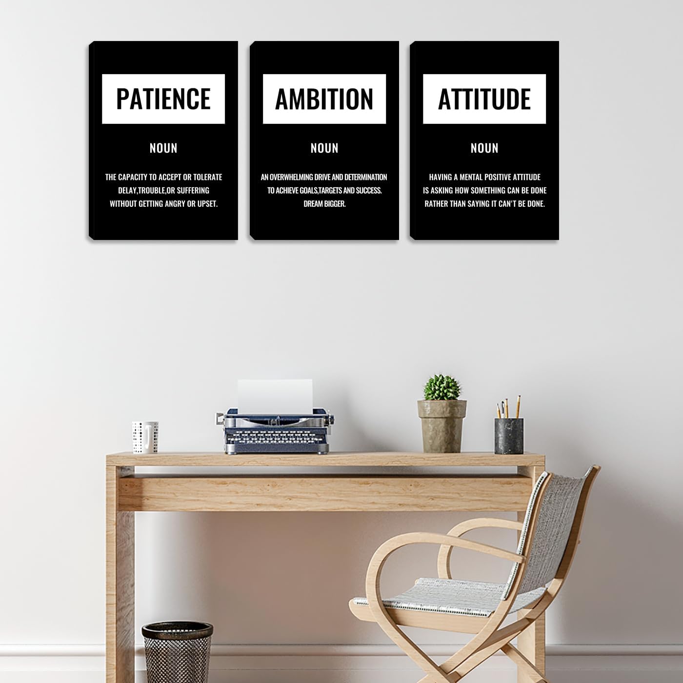 Large Wall Art Inspirational Canvas Painting Decor Motivational Black Quotes Poster Print Inspirational Positive Picture Artwork Home Office Living Room Bedroom Wall Decoration (72" Wx36 H)