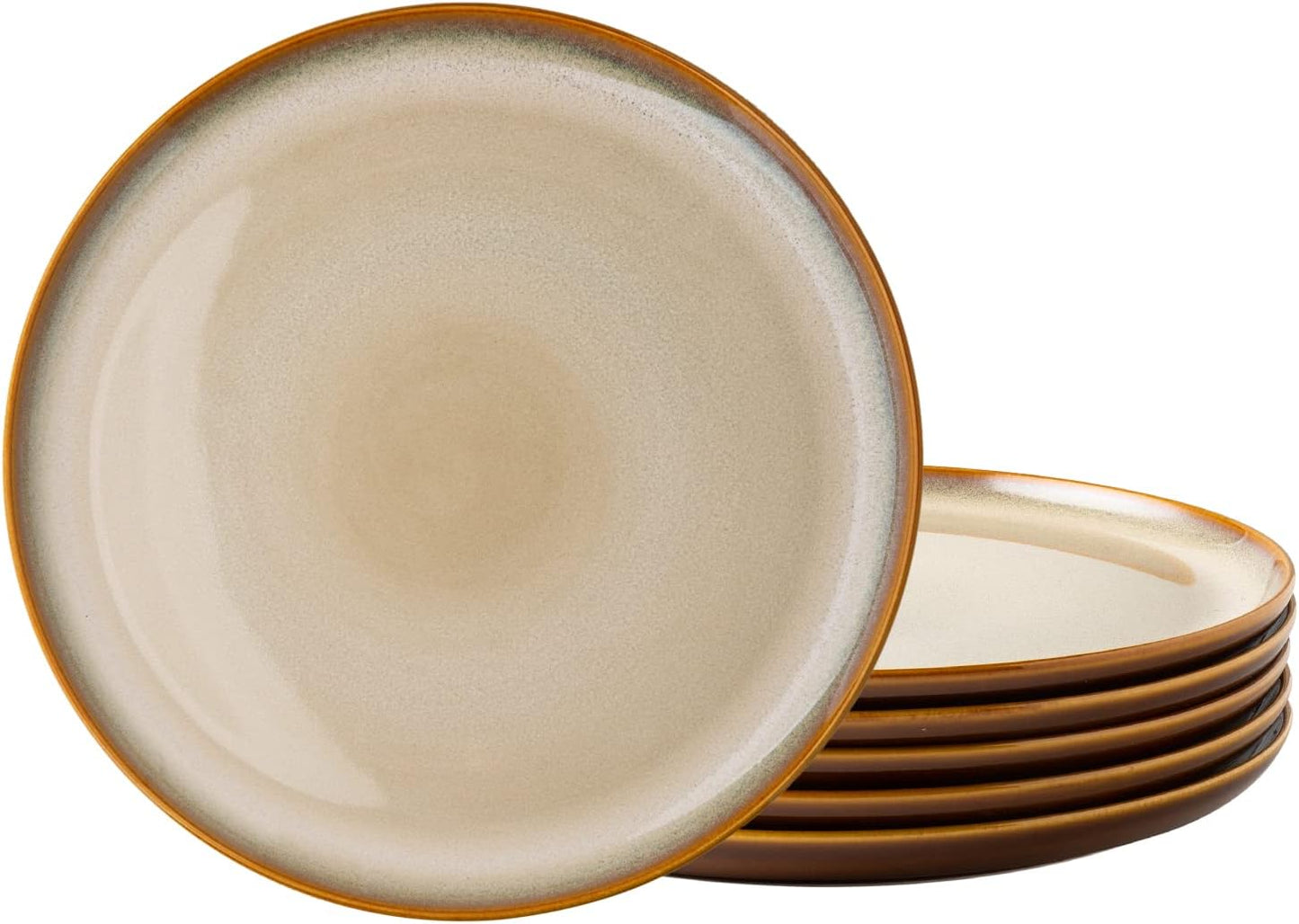 LERATIO Ceramic Plates Set of 6, 8.5 Inch Reactive Glaze Light Weight Porcelain Salad Plates,Modern Shape Dinnerware Dishes Set for Kitchen,Microwave&Dishwasher&Oven Safe, Scratch Resistant