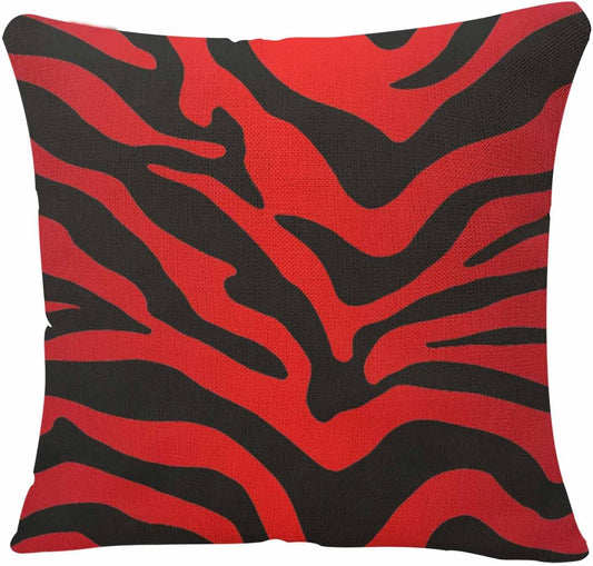 IBILIU Throw Pillow Covers Red and Black Zebra Print Stripes Animal Print Cushion Pillow Case Home Decor Pillowcase 18x18 Inches