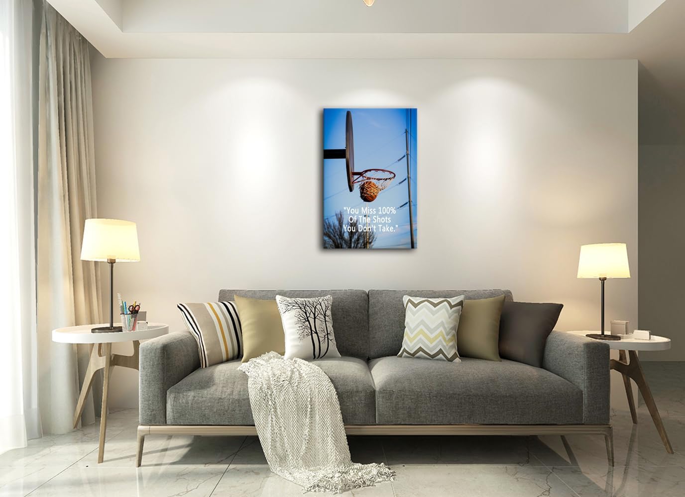 Inspirational Canvas Wall Art Office Wall Decor Motivational You Miss 100% Of The Shots You Don't Take Inspiring Poster Quote Canvas Print Artwork Positive Painting Wall Decor Framed[24''W X 36''H]