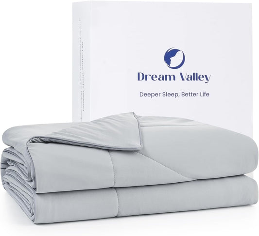 Dream Valley®Outlast®Cooling Comforter, All Season King NASA-Grade Technology Cooling Blanket for Hot Sleepers Night Sweats, Q-Max > 0.45 Aerocool™Light Grey, 106"x90"