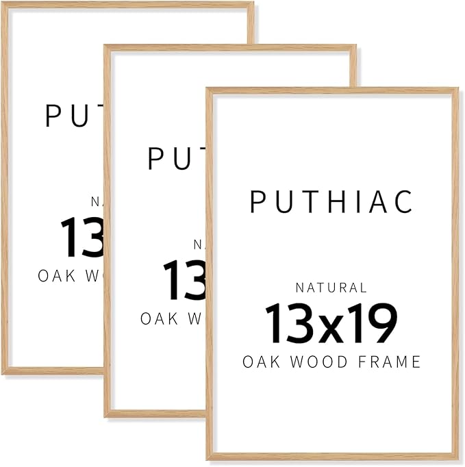 13x19 Oak Wood Picture Frame - 13"x19" Poster Frames for Wall, 13x19 Picture Frames for Wall, 13 x 19 Picture Frames, 13 x 19 Frames for Wall(3 Pack, Beige)