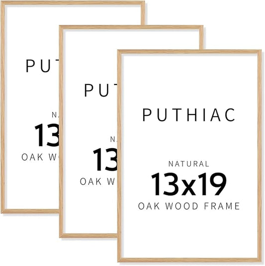 13x19 Oak Wood Picture Frame - 13"x19" Poster Frames for Wall, 13x19 Picture Frames for Wall, 13 x 19 Picture Frames, 13 x 19 Frames for Wall(3 Pack, Beige)