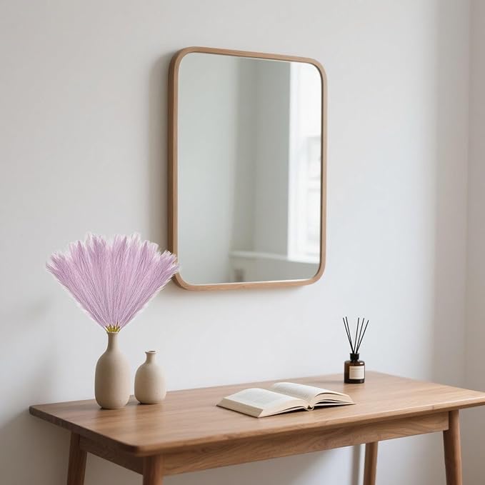 30 Pcs Light Purple Faux Pampas Grass, 17 Inches Artificial Pampas Grass Bulk, Short Fluffy Faux Pompas for Vase Filler, Home Boho, Wedding Anniversaries, Baby Shower Decoration