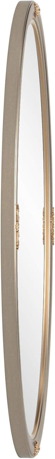 Howard Elliott Carlton Oval Decorative Wall Mounted Mirror, Stainless Steel, Bevelled Oval Hanging Vanity Mirror for Wall Decor, Hallway, Bedroom, Living Room, 22 x 32 Inch