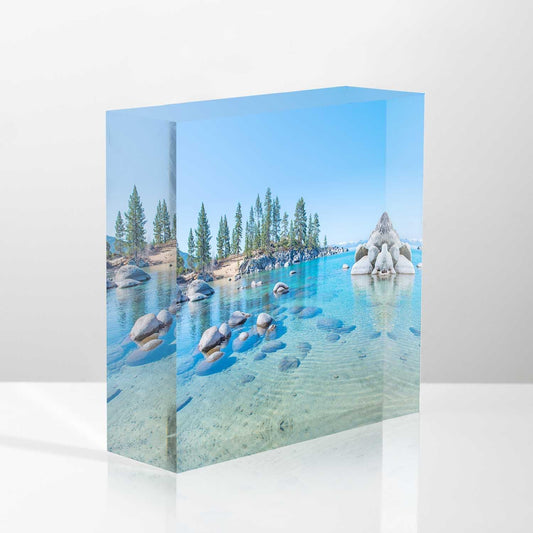 Desk Ornaments: Beautiful Blue Clear Water Farewell Gift for Coworkers, Appreciation for Teachers, New Home Gift for Friends - 4x4x1 Inch