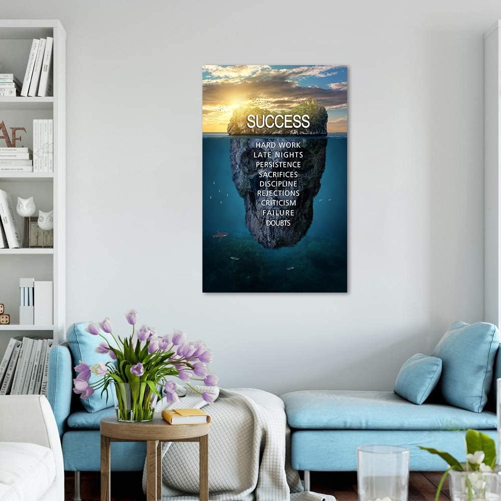 Inspirational Wall Art Success Island Pictures Inspiration Motivation Inspire Entrepreneur Quotes Canvas Painting Prints Artwork Home Decor for Living Room Office Framed Ready to Hang (28"Wx44"H)