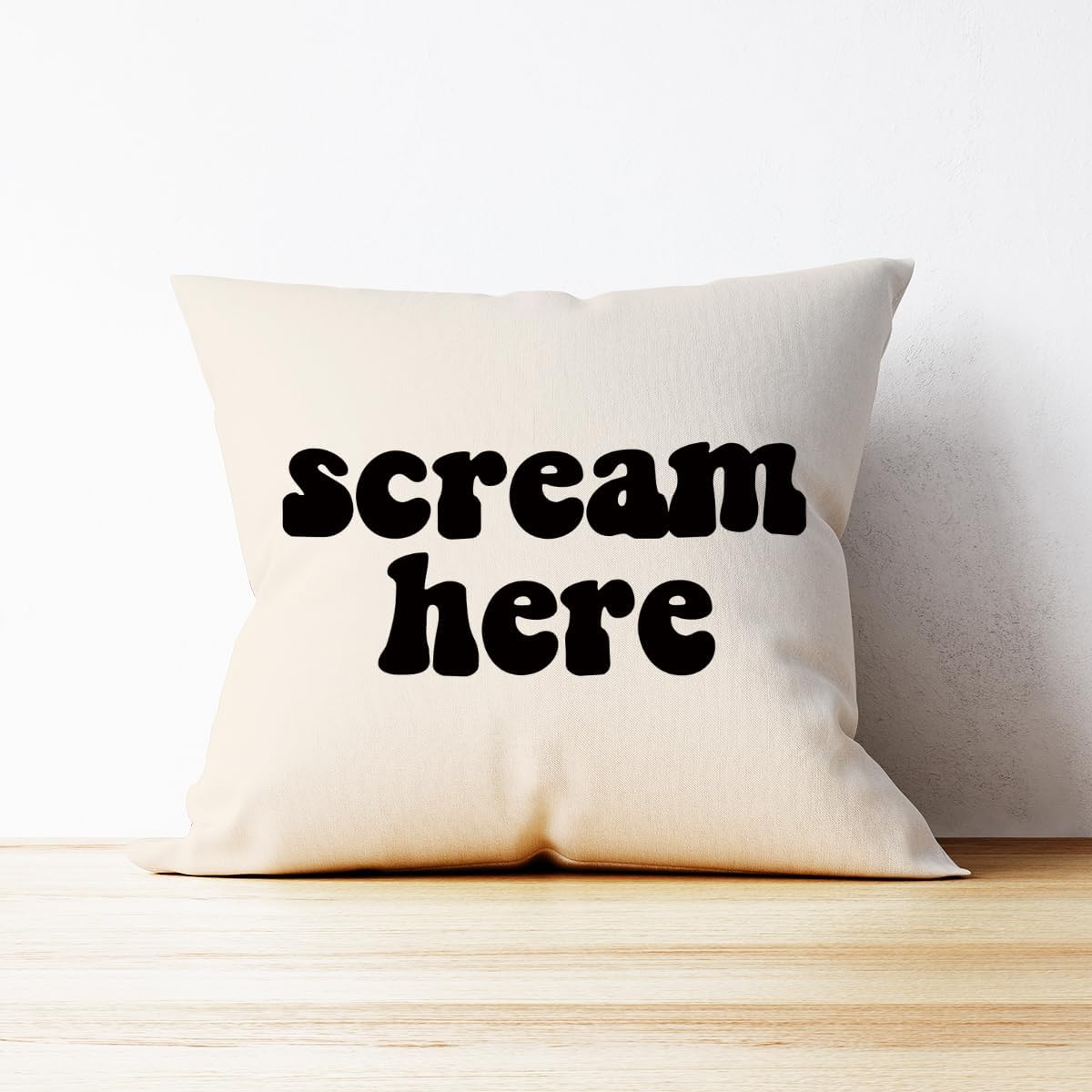 Mancheng-zi Funny Scream Decor, Scream Pillow Covers 18x18, Fun Throw Pillows, White