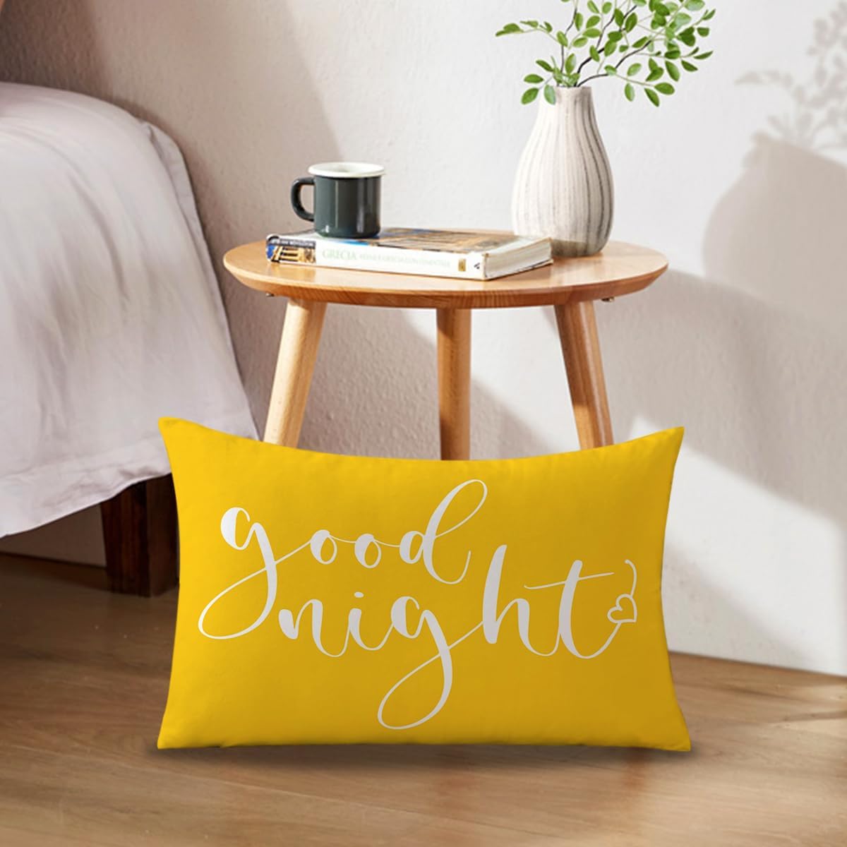 Bedding Decorative Lumbar Pillowcases Sweet Dreams Good Night Cushion Covers Sleep Themed Decorative Throw Pillow Covers 12''x20'',2Pack Super Soft for Bedroom Guest Room Housewarming Gifts (Yellow)