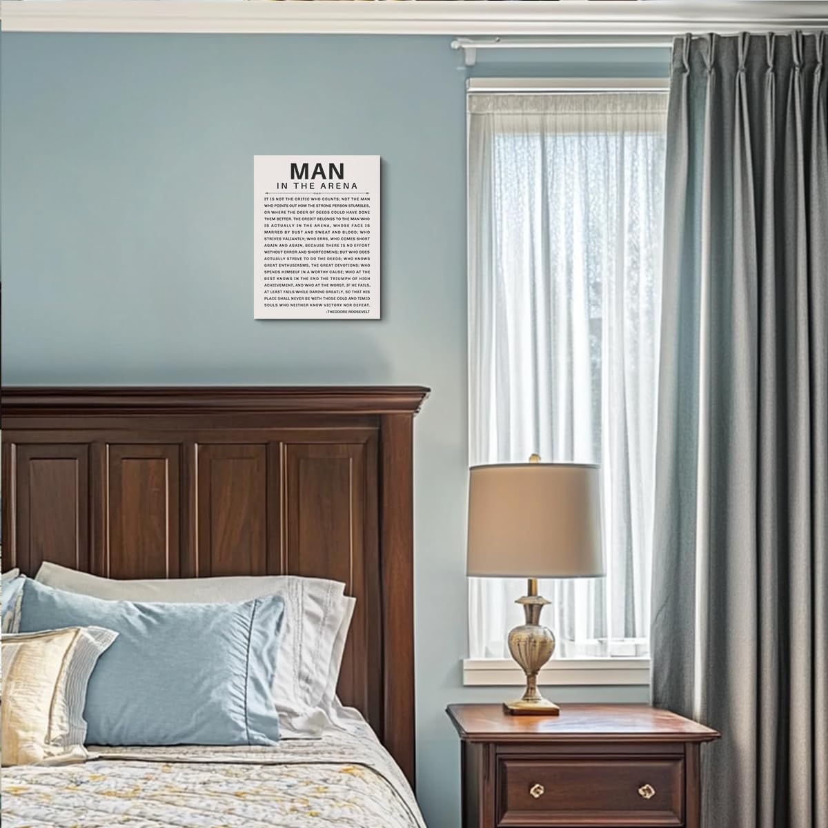 Inspirational Wall Art Office Decor The Man in the Arena Motivational Positive Quote Canvas Print Gift for Men Framed Canvas Wall Decor Positive Affirmations Wall Art for Bedroom Study Gym Room