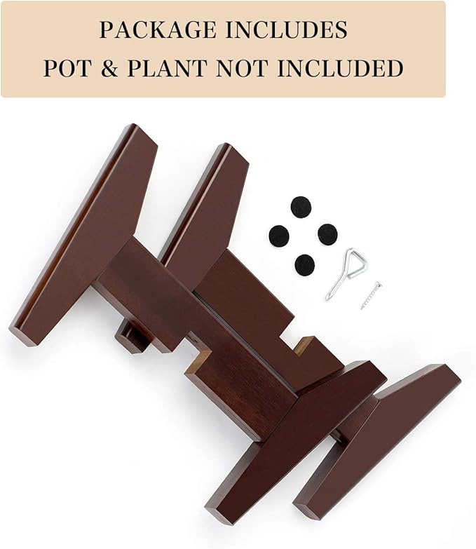 Seanmi Plant Stands for Indoor Plants, Bamboo Plant Stand, Mid Century Plant Holder, Adjustable Width, Fits 8 9 10 11 12 inches Pots - Dark Brown (Planter Stand Only)