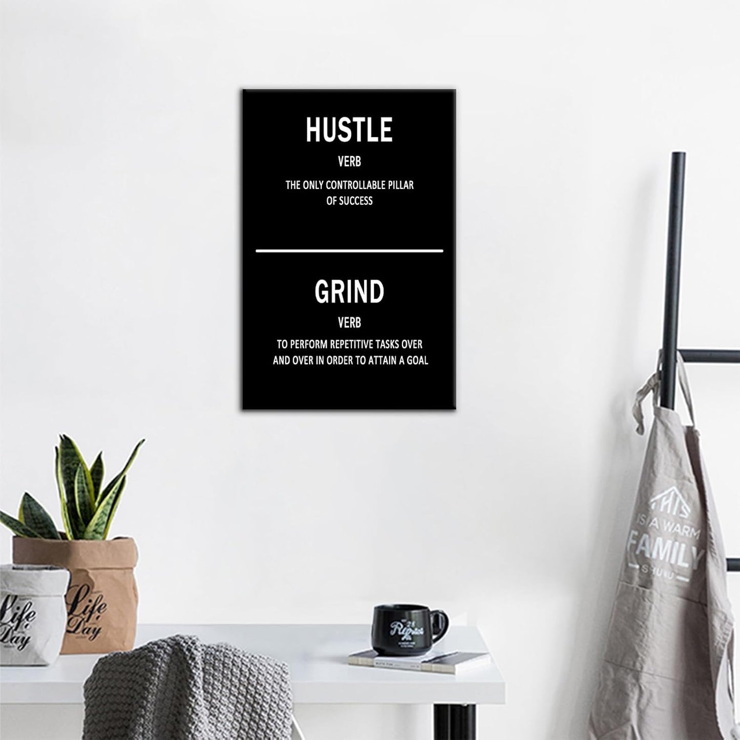 Inspirational Canvas Wall Art Motivational Positive Entrepreneur Quotes Canvas Print Hustle Grind Signs Picture Poster Office Bedroom Home Wall Decor Ready to Hang [12''Wx18''H]