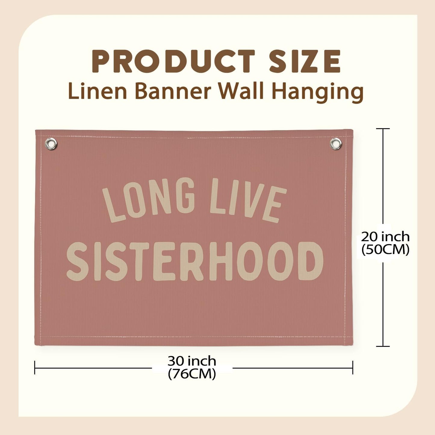 Girl Room Decor Long Live Sisterhood Linen Banner Hanging Flag Pink Banner for Nursery Playroom Wall Decor for Kids Bedroom Dorm Toddler Decorations Trendy Room Decor 30x20 In (Sisterhood)
