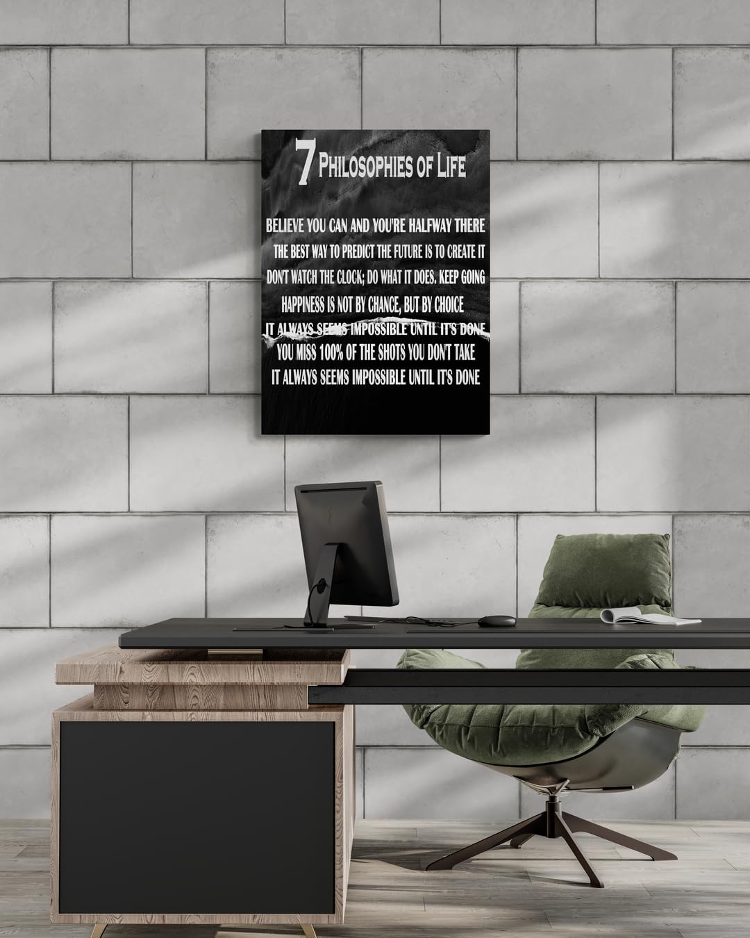 GoForArt Motivational Canvas Wall Art, Famous Quote Inspirational Prints Wall Decor, 7 Rules Of Life Art Print for Office Living Room, Black Positive Poster Bedroom Dining Room Artwork Home Decoration