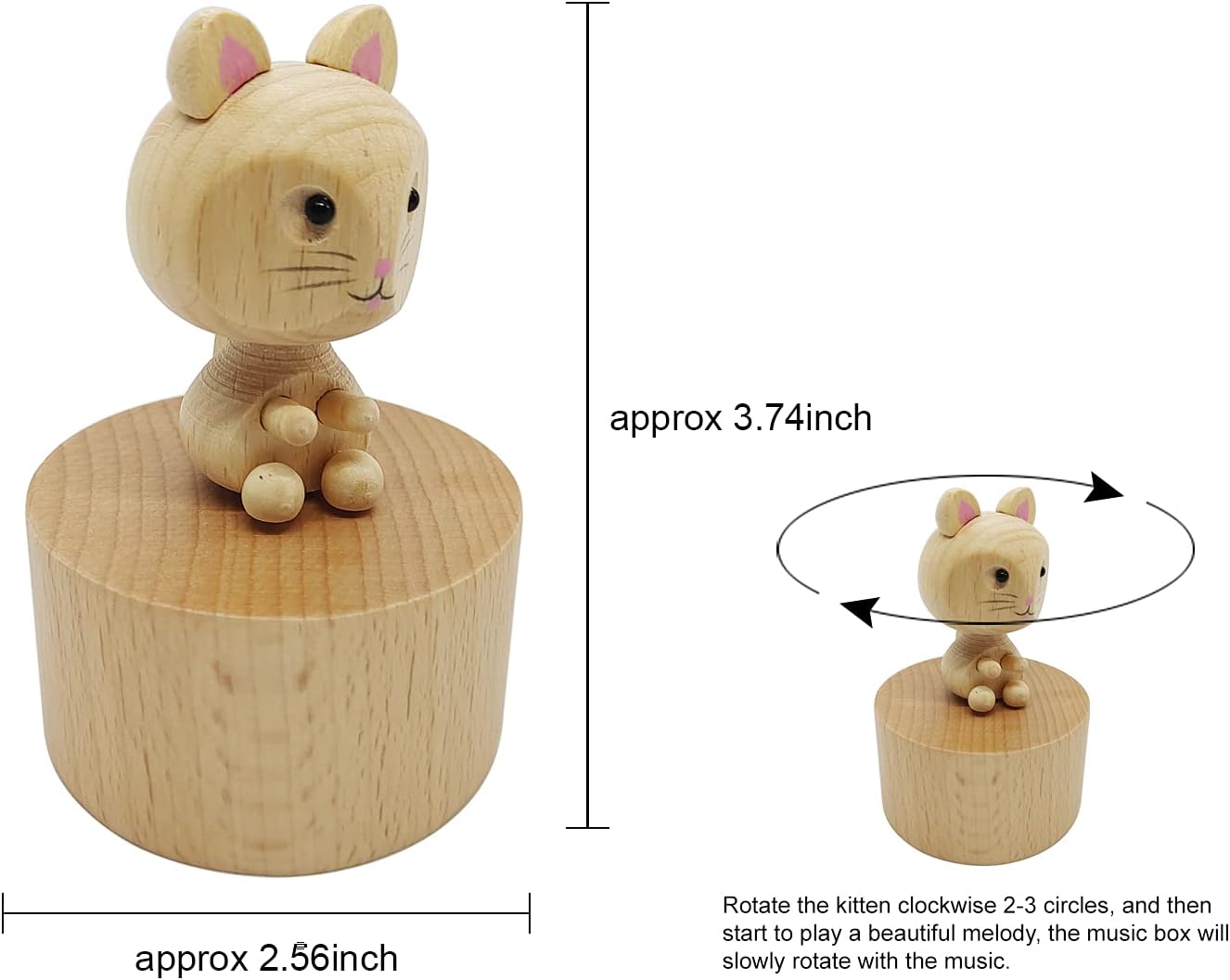 Cute Kitten Mini Music Box, Little Cat Animals Wooden Mechanical Music Box, The Music Box Gift That Sings Castle in The Sky, Best Gift for Boy Girl Kids Singing Music Gift Box