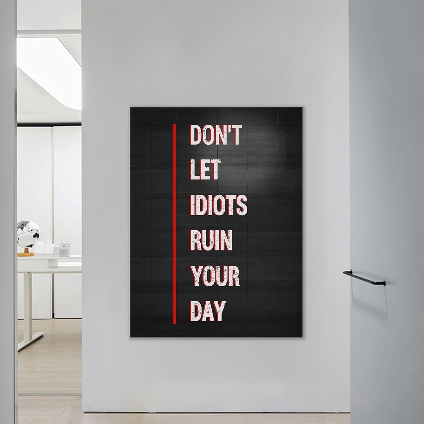 Don't Let Idiots Ruin Your Day Motivational Canvas Wall Art Entrepreneur Quotes Poster Painting Positive Print Wall Decor Artwork for Living Room Office Workplace Stretched and Framed [30''Wx 40''H]