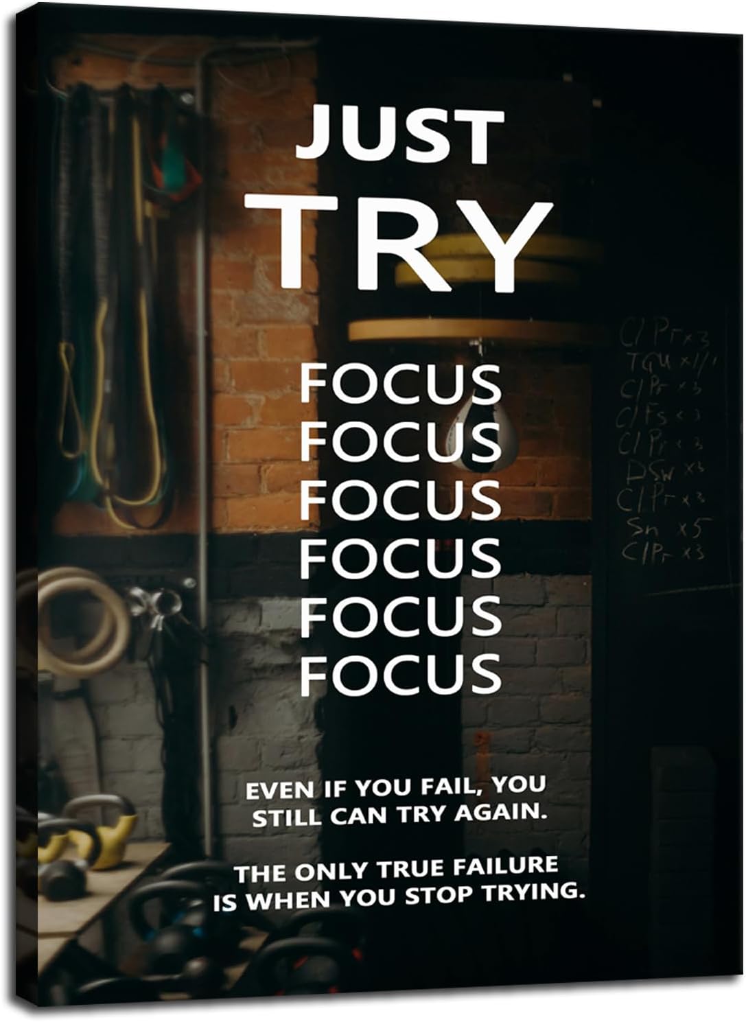 Inspirational Canvas Wall Art Just Try Inspiring Poster Motivational Entrepreneur Quotes Print Artwork Painting Picture for Framed Home Decor Office Living Room Ready to Hang[18''W X 24''H]