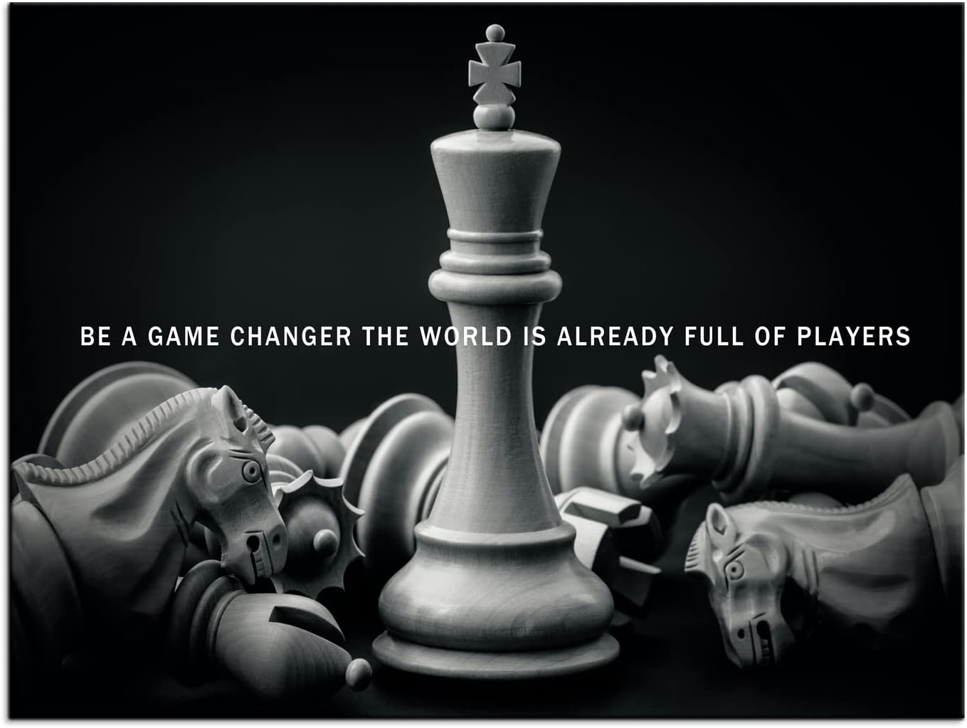 Inspirational Wall Art International Chess Motivational Poster Be A Game Changer The World Is Already Full Of Players Canvas Painting Prints Wall Pictures for Home Decor Framed Artwork [18''W x 24''H]