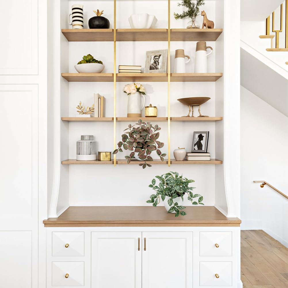 Hollyone Fake Plants 2 Packs Artificial Plants Indoor Faux Plants with White Plastic Pot Small Fake Potted Plant for Home Aesthetic Living Room Bathroom Desk Shelf Office Decor