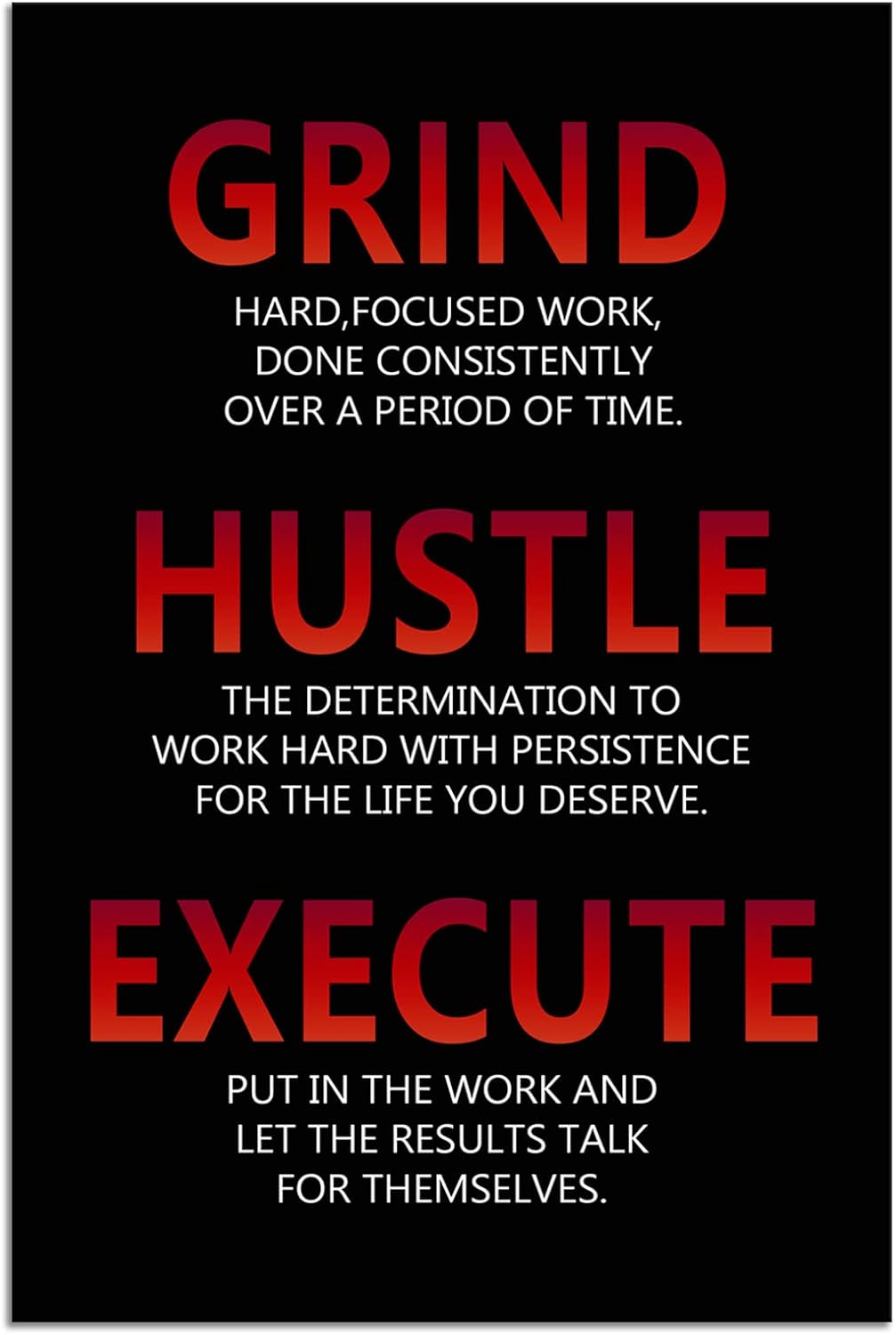 Inspirational Canvas Wall Art Grind Hustle Execute Posters Prints Motivational Office Decor Entrepreneur Quote Wall Picture Painting Artwork Living room Gym Framed Ready to Hang[12''W X 18''H]
