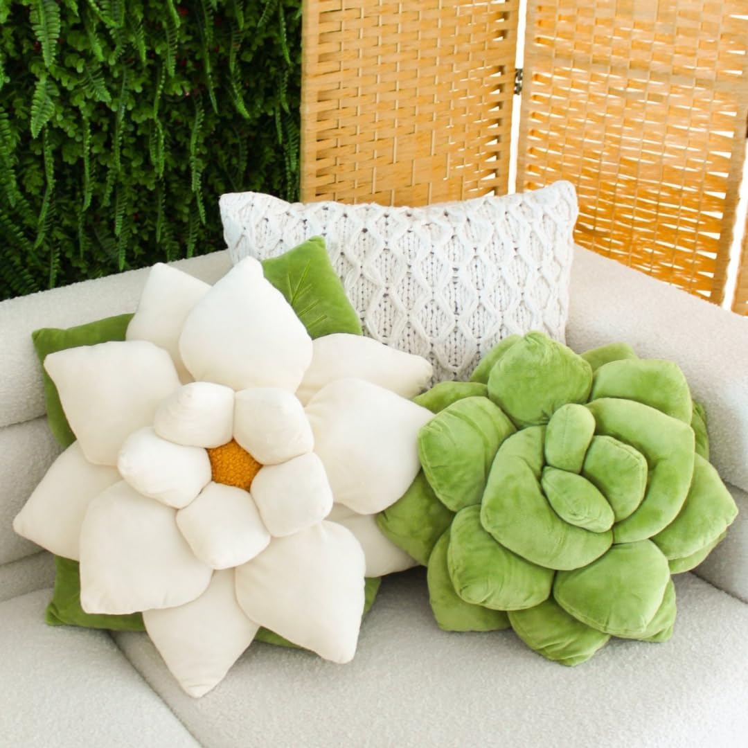 Green Philosophy Co. Poinsettia Pillow - Marshmallow White