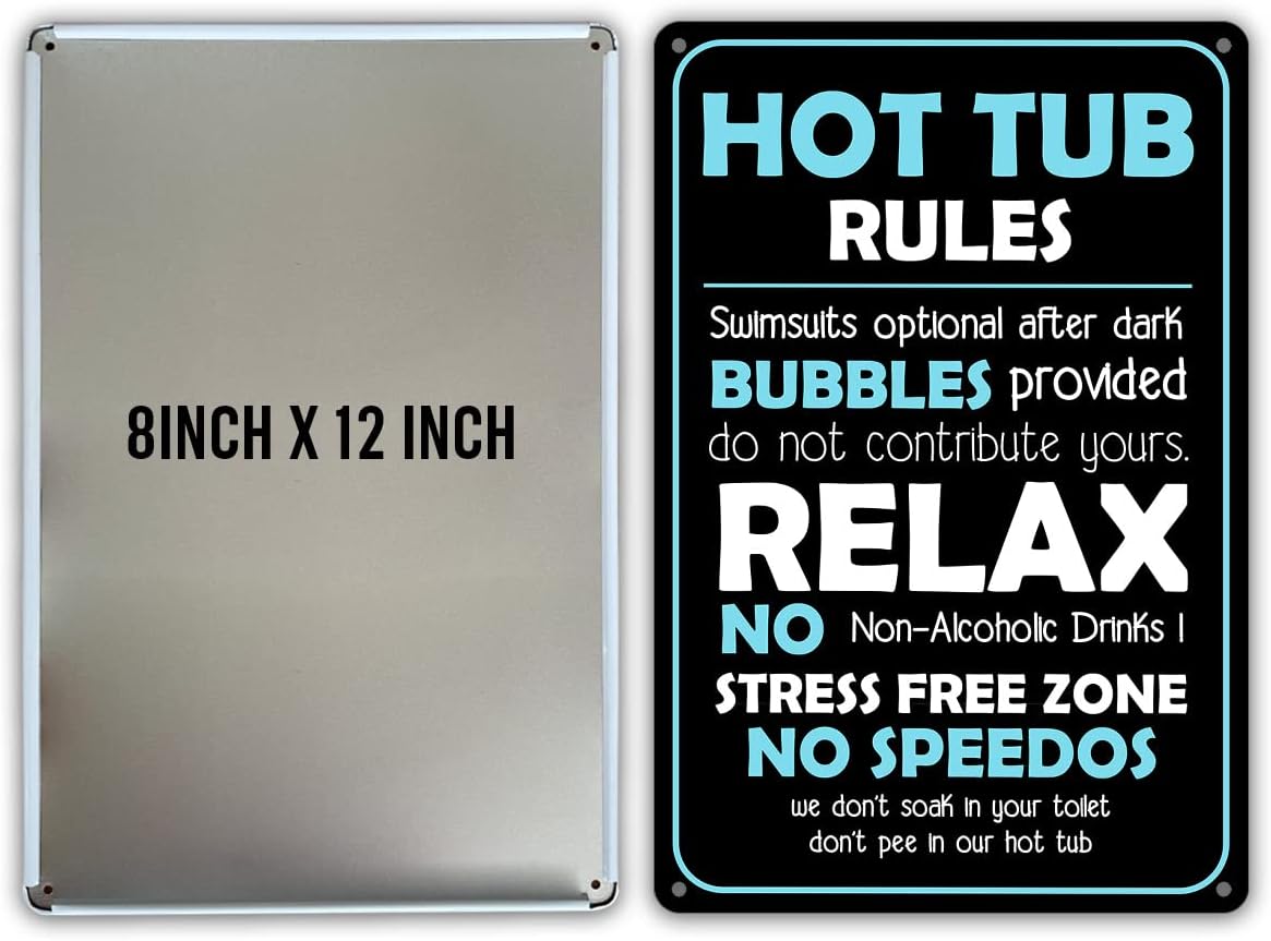 Funny Hot Tub Rules Metal Tin Sign Wall Decor Hot Tub Sign for Home Decor Gifts
