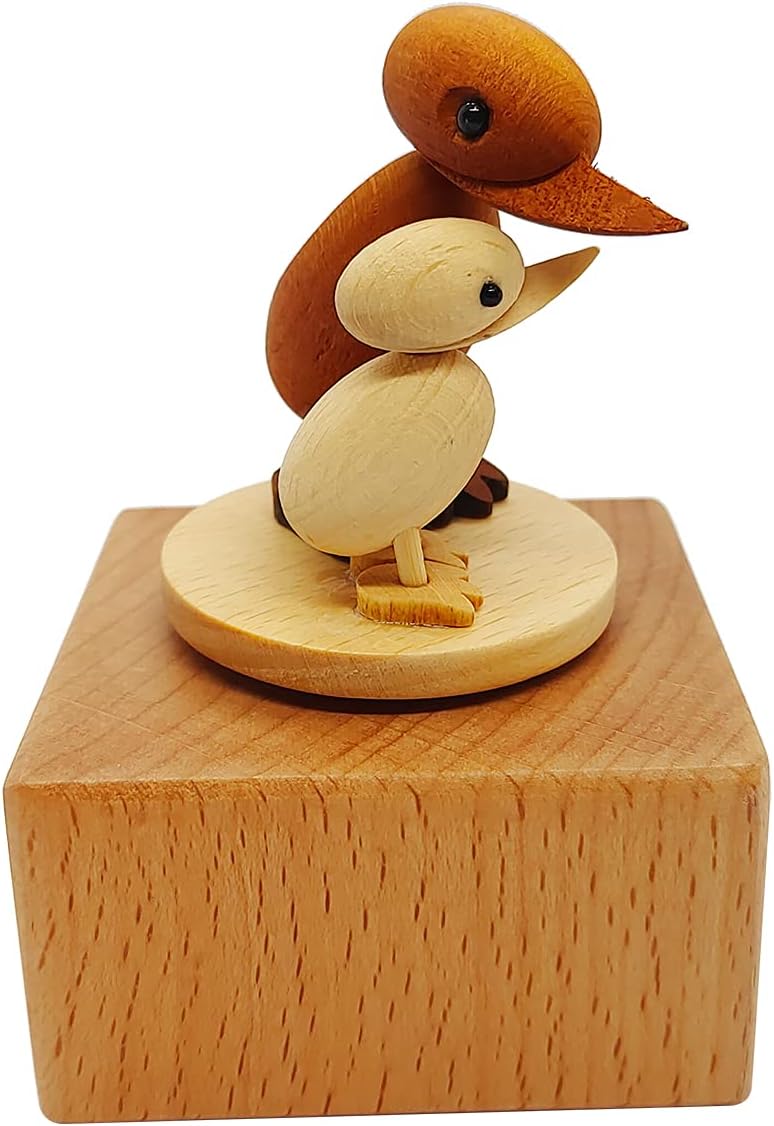 Cute Little Duck Mini Music Box, Cartoons Animals Wooden Mechanical Music Box,Best Gift for Boy Girl Kids Singing Music Gift Box