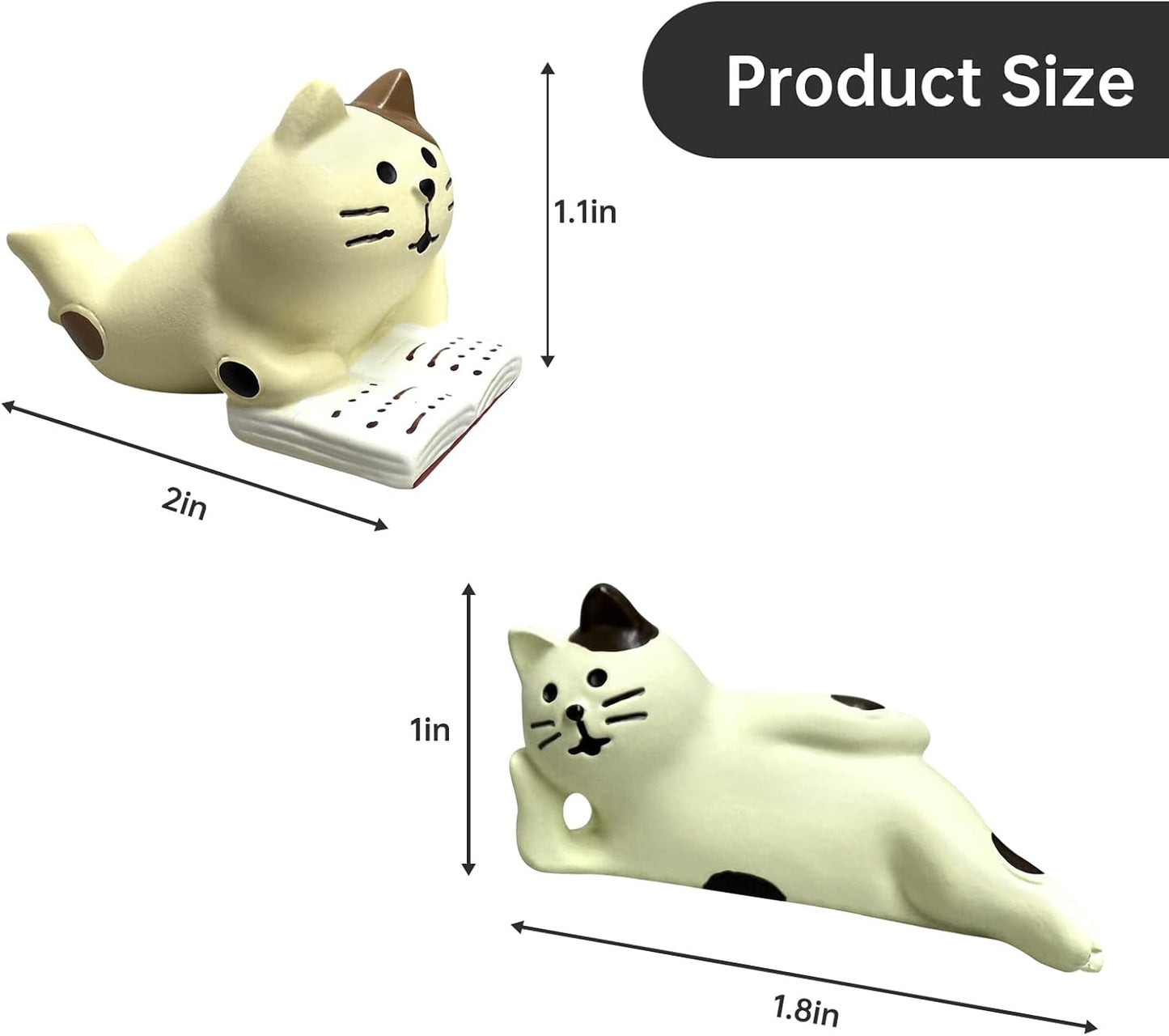 Cute Mini Lazy Cat Reading Book Figurine Resin Cat for Office, Home Decoration Perfect Cute Cat Gift for Cat Lovers